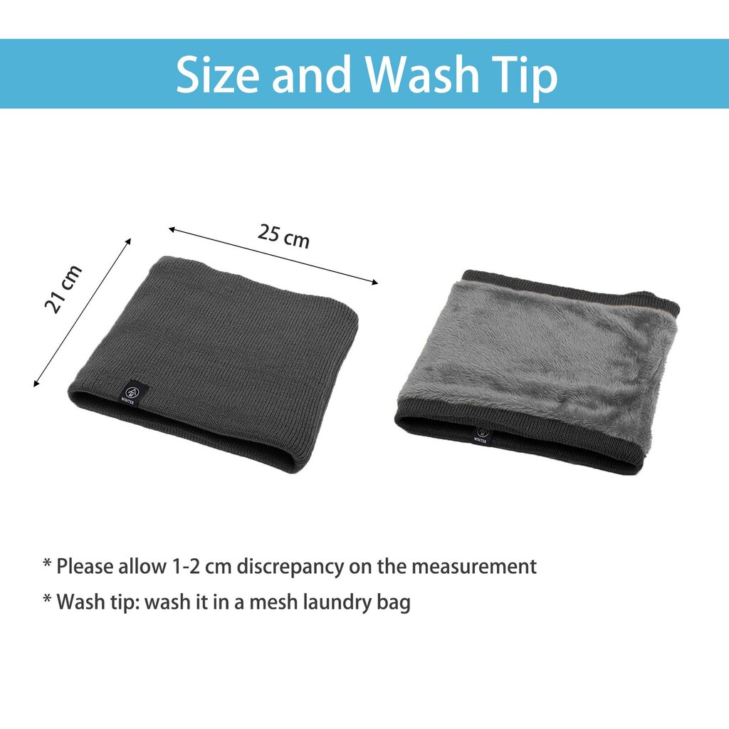 Su.B.dgn Neck Warmer, Men and Women, Sports Neck Gaiter, Skiing Tube Scarf, Double Layer – Black