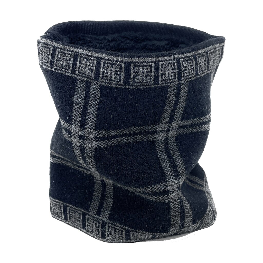Su.B.dgn Neck Warmer – Winter Gaiter – Warm Double-Layer Knit Tube Scarf for Men & Women – One Size – Black Grey Patten 03