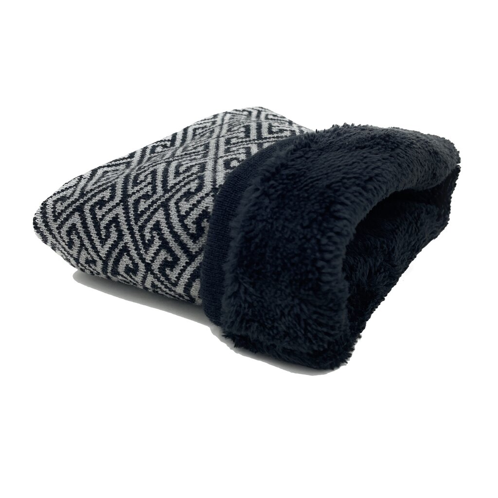 Su.B.dgn Neck Warmer – Winter Gaiter – Warm Double-Layer Knit Tube Scarf for Men & Women – One Size – Black Grey Patten 02