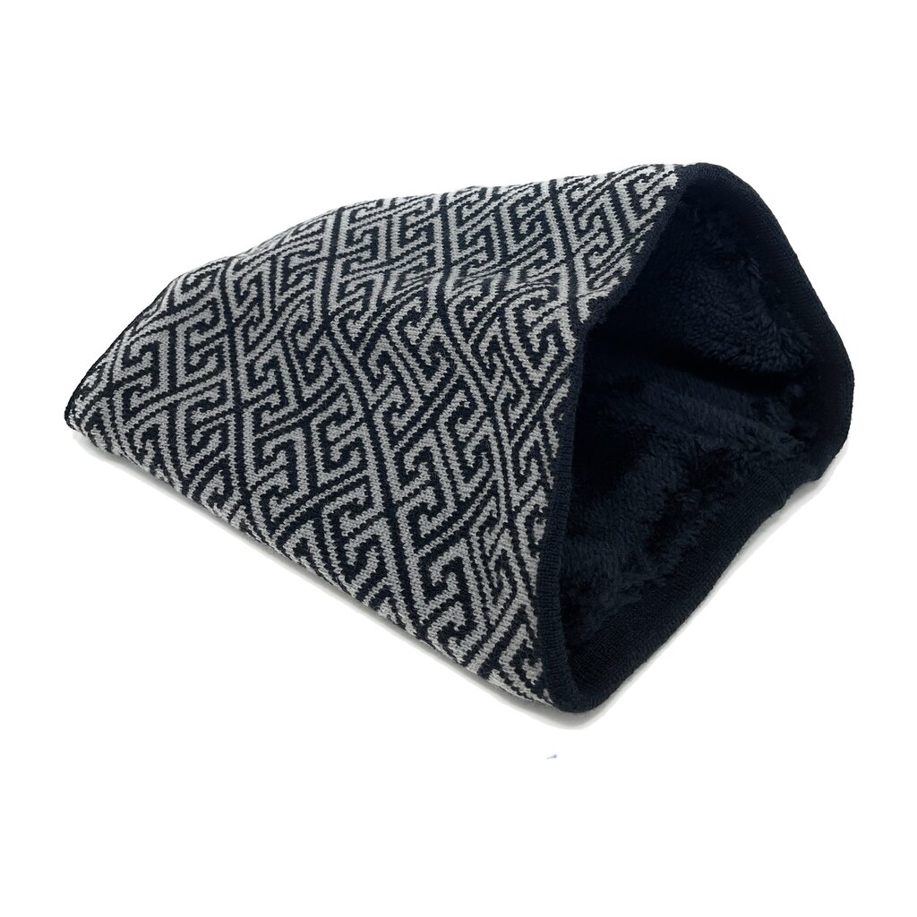 Su.B.dgn Neck Warmer – Winter Gaiter – Warm Double-Layer Knit Tube Scarf for Men & Women – One Size – Black Grey Patten 02