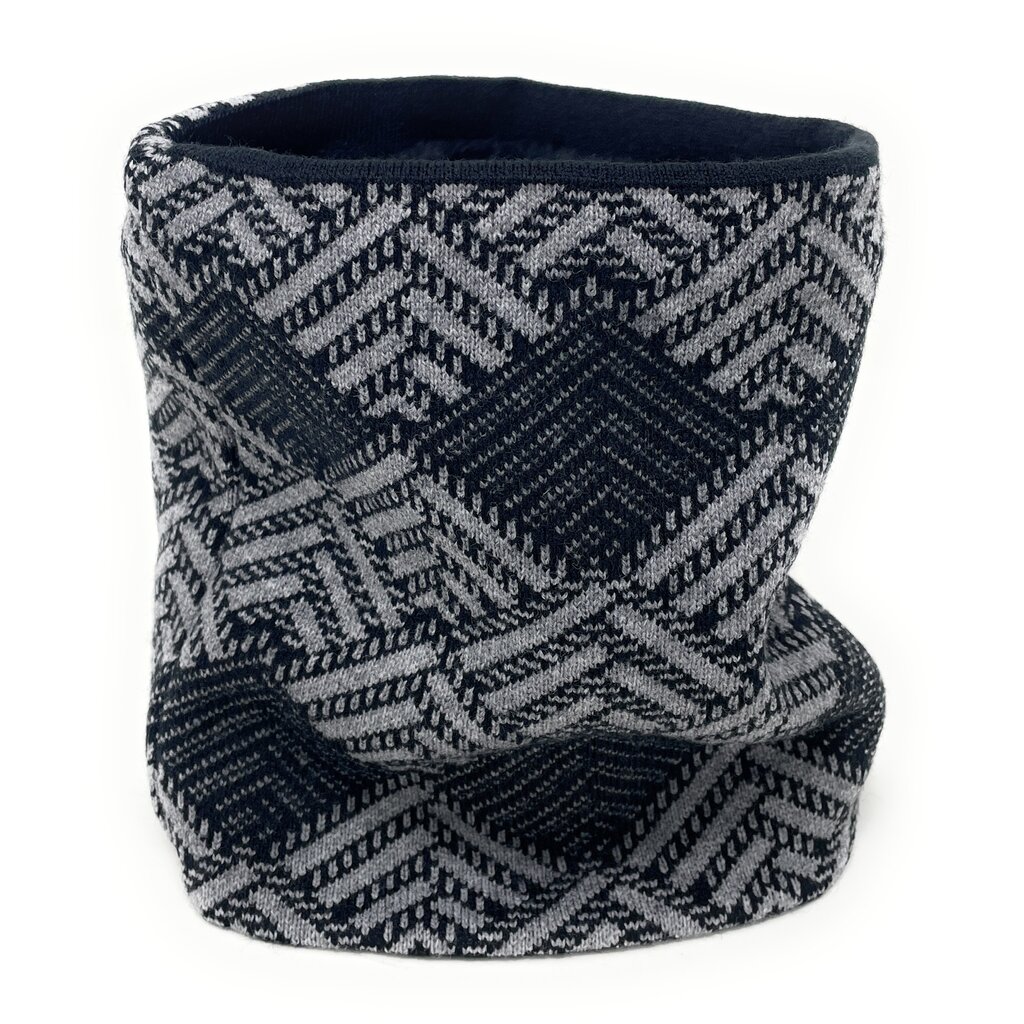 Su.B.dgn Buff – Warme Winter Nekwarmer – Dubbele Lagen Colsjaal – Unisex Tube Sjaal – One Size  - Zwart  Grijs Patroon 04