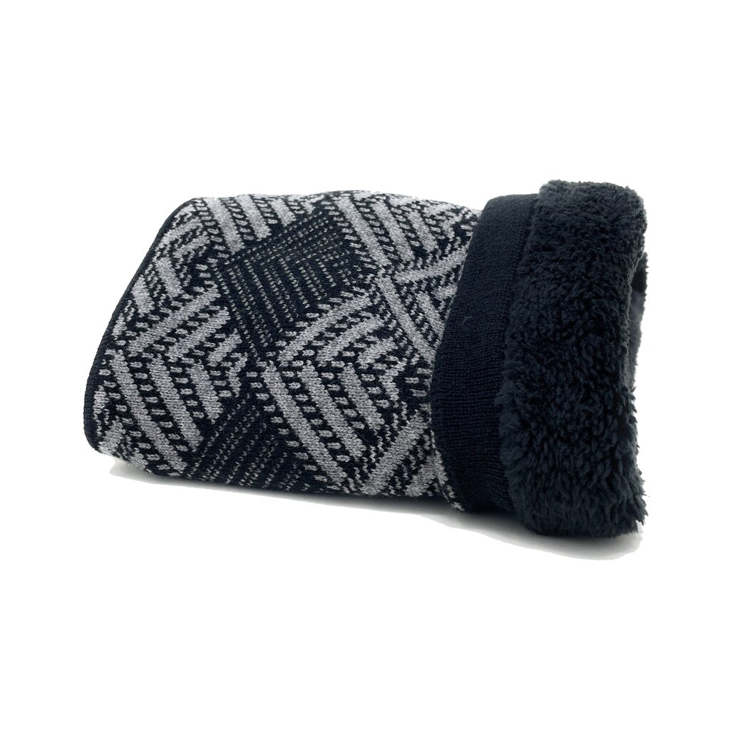 Su.B.dgn Buff – Warme Winter Nekwarmer – Dubbele Lagen Colsjaal – Unisex Tube Sjaal – One Size  - Zwart  Grijs Patroon 04
