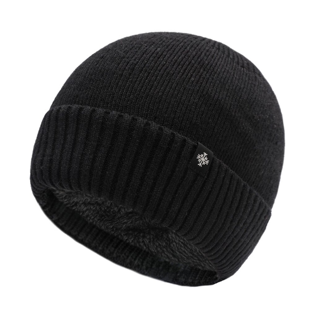 Su.B.dgn 2 Pieces Winter Beanie Mütze Herren Damen – Strickmütze mit Fleecefutter – One Size - Weiß + Schwarz
