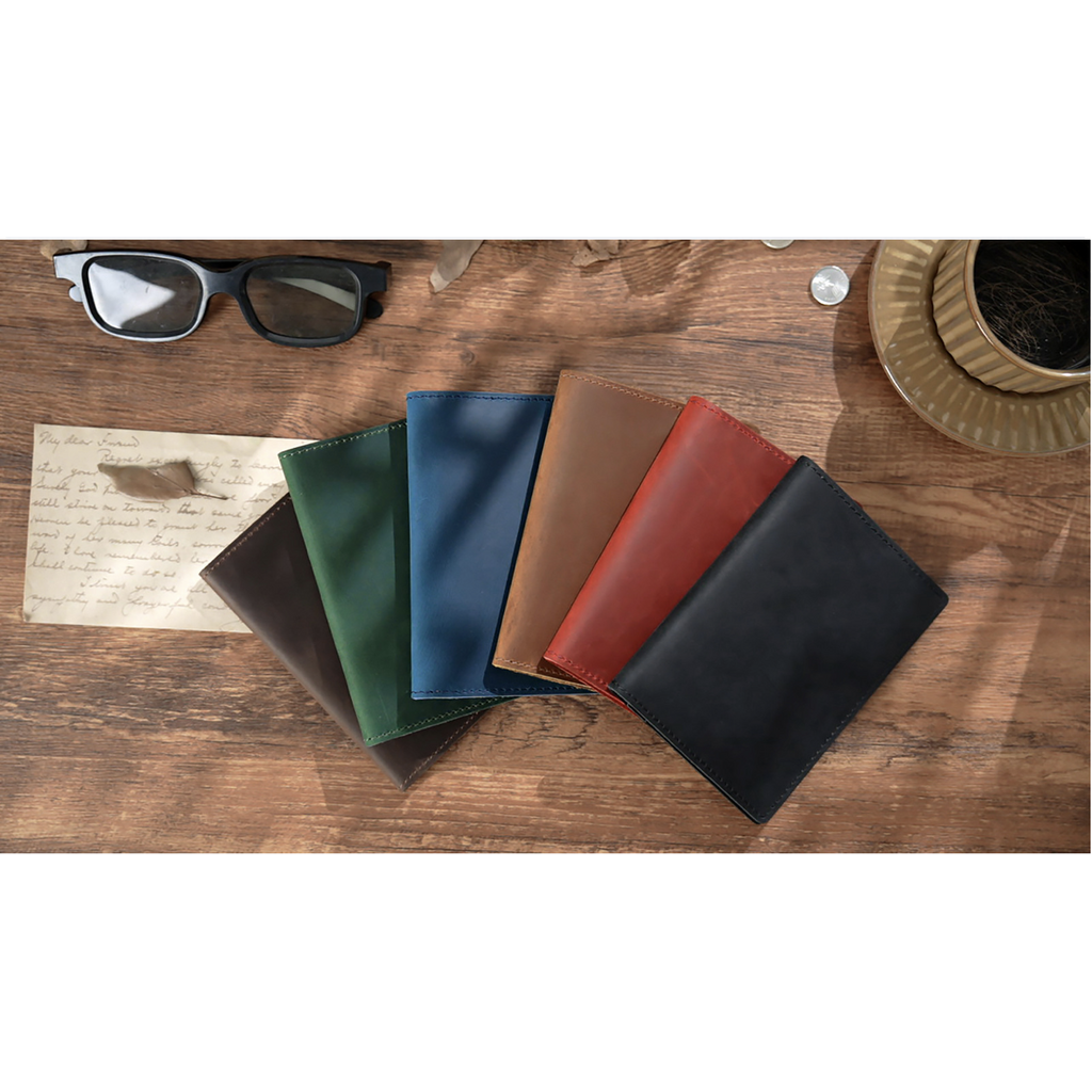 Su.B Leather Passport Holder – Holds Passport, 2 Cards, and an Extra Pocket, Slim and Stylish Travel Wallet -  Black