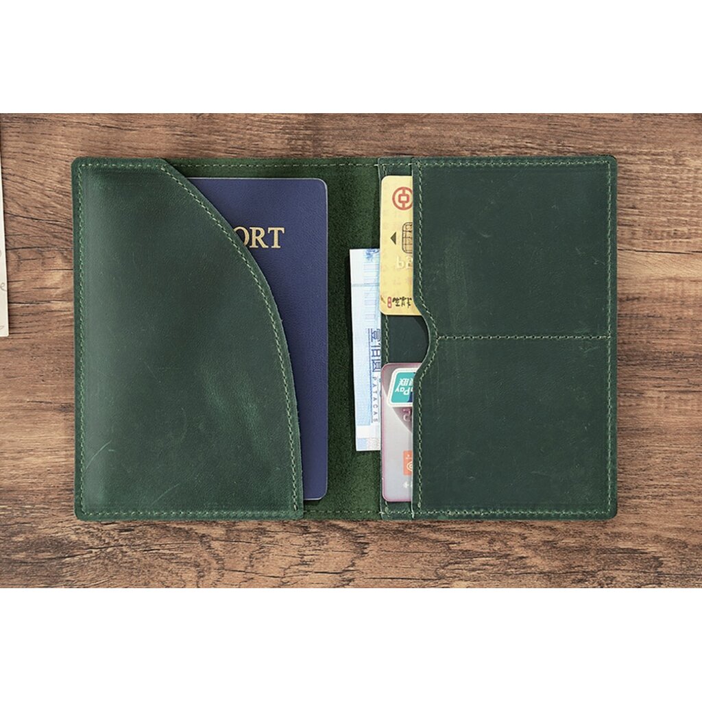 Su.B Paspoorthouder, Kaarthoude,Travel Wallet, Leer  -  Groen