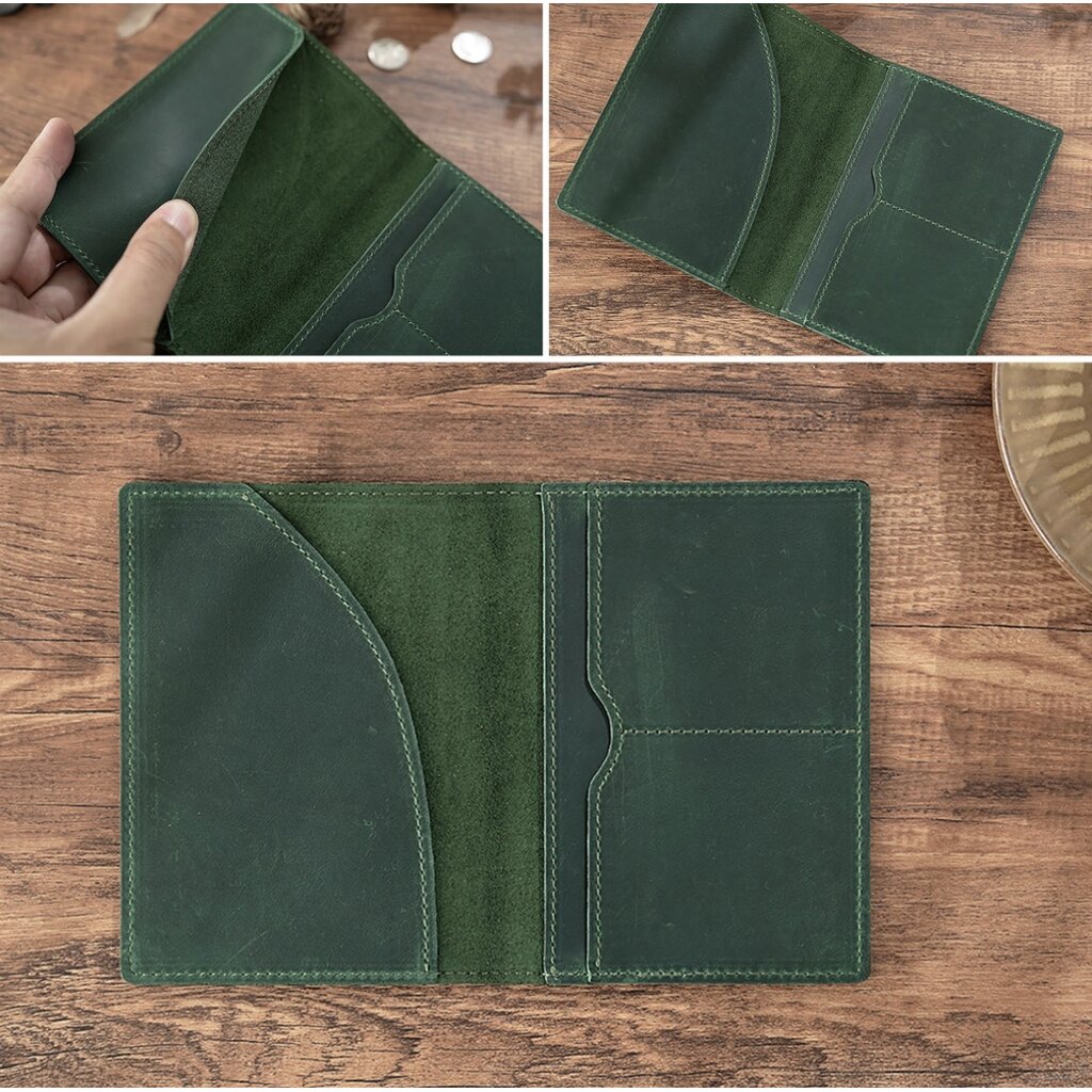 Su.B Paspoorthouder, Kaarthoude,Travel Wallet, Leer  -  Groen