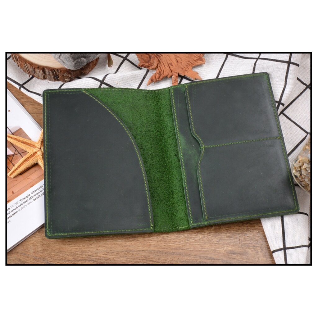 Su.B Paspoorthouder, Kaarthoude,Travel Wallet, Leer  -  Groen