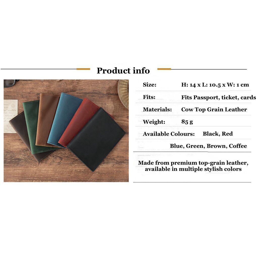 Su.B Passport Coverr for Travel, Passport Holder Men and Women, Leather - Blue