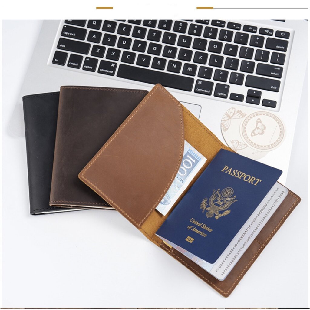 Su.B Passport Coverr for Travel, Passport Holder Men and Women, Leather -Brown