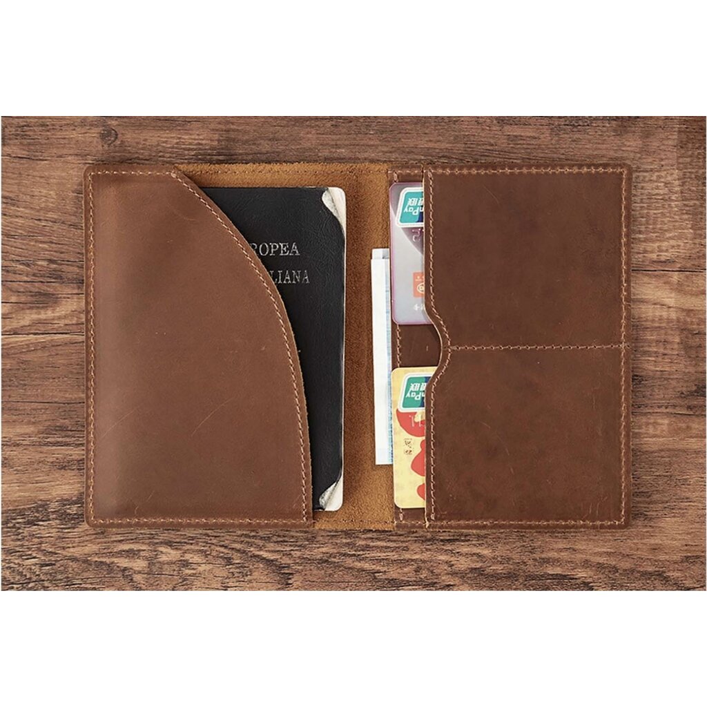 Su.B Passport Coverr for Travel, Passport Holder Men and Women, Leather -Brown