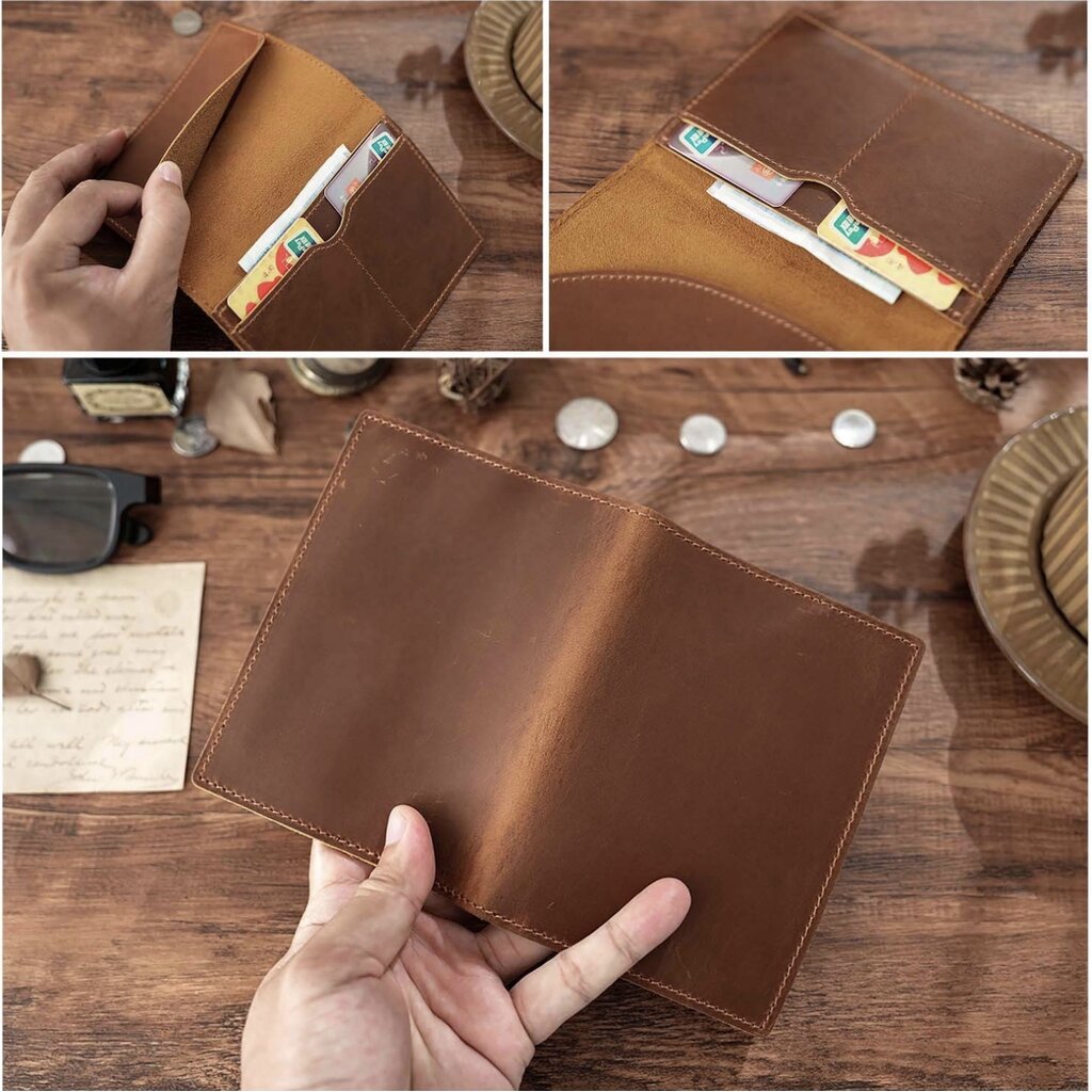 Su.B Passport Coverr for Travel, Passport Holder Men and Women, Leather -Brown