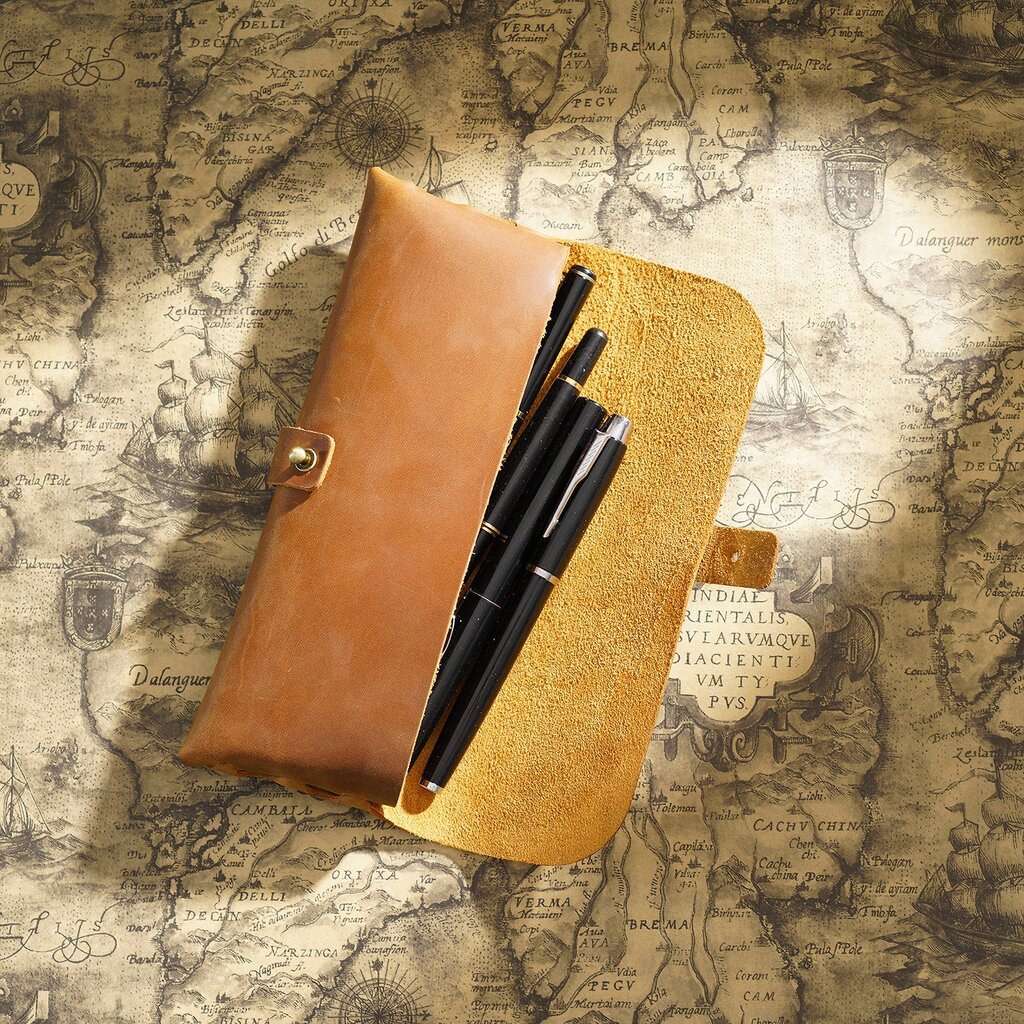 Su.B.dgn Leren Etui van Top-Grain Rundleer – Voor 20+ Pennen – Minimalistisch Design - Bruin