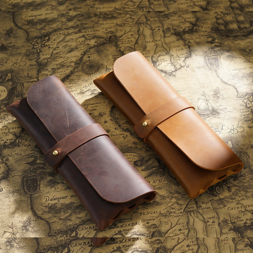 Su.B.dgn Leren Etui van Top-Grain Rundleer – Voor 20+ Pennen – Minimalistisch Design - Bruin