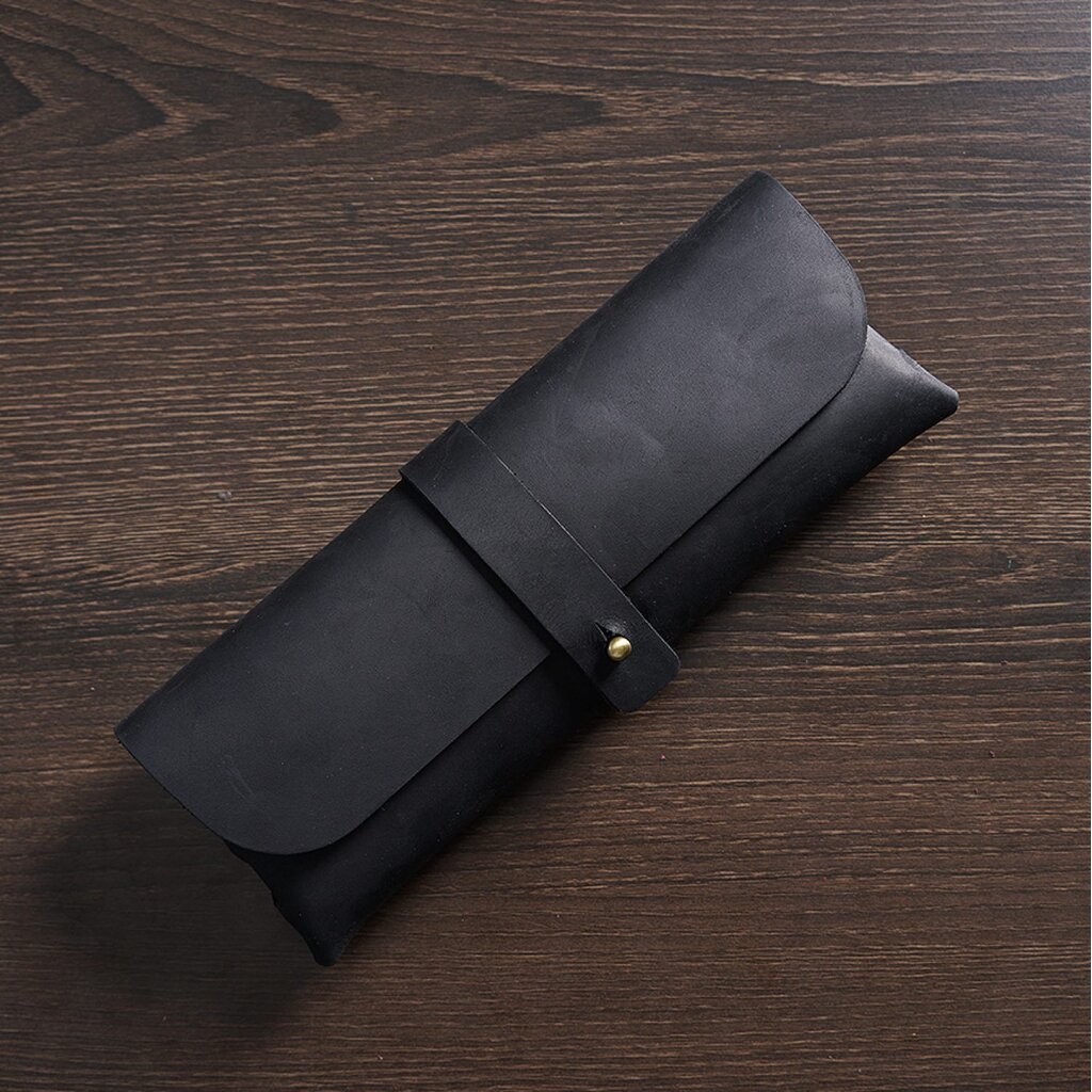 Su.B.dgn Leather Pencil Case in Top-Grain Cowhide – Minimalist Design for 22+ Pens - Black