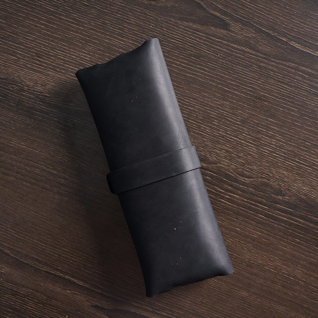 Su.B.dgn Leather Pencil Case in Top-Grain Cowhide – Minimalist Design for 22+ Pens - Black