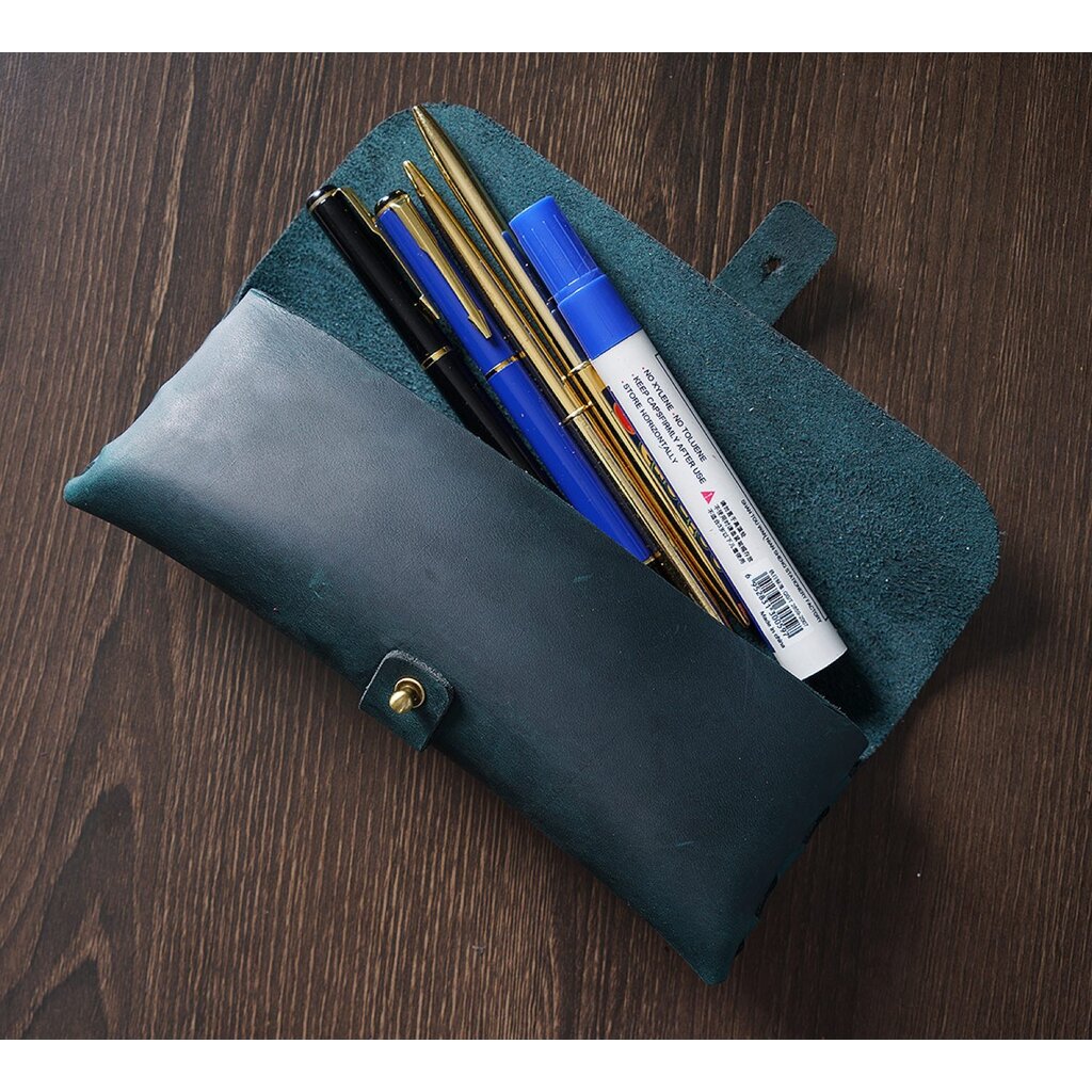 Su.B.dgn Leren Etui van Top-Grain Rundleer – Voor 20+ Pennen – Minimalistisch Design - Blauw