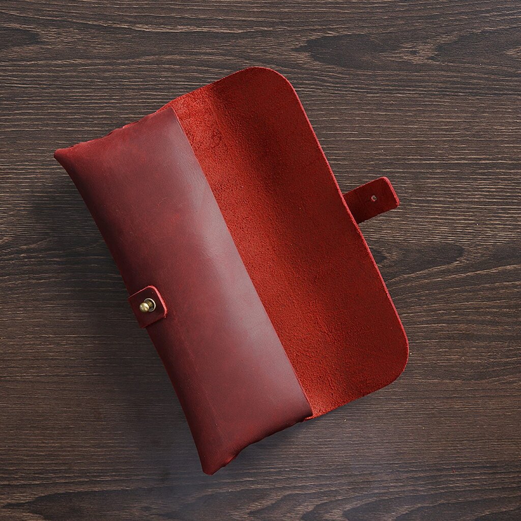 Su.B.dgn Leather Pencil Case in Top-Grain Cowhide – Minimalist Design for 22+ Pens - Red