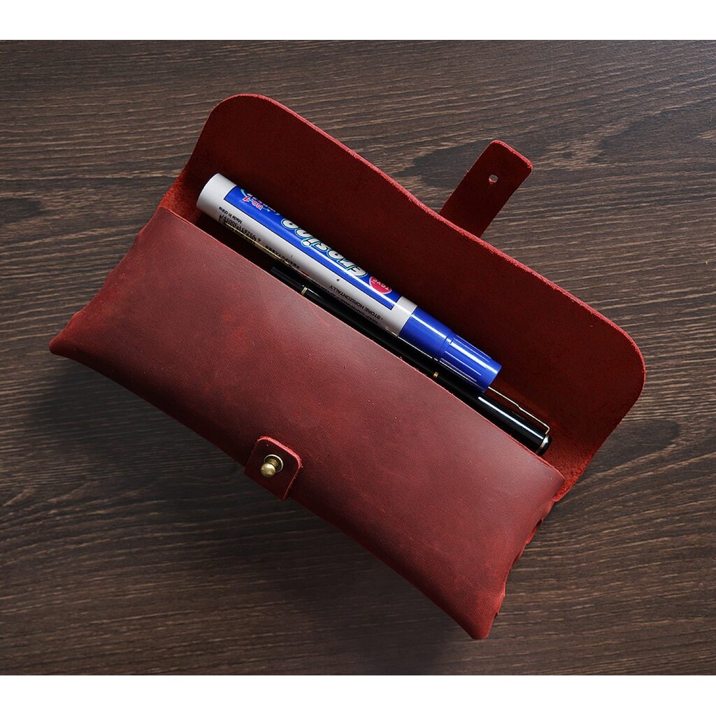 Su.B.dgn Leren Etui van Top-Grain Rundleer – Voor 20+ Pennen – Minimalistisch Design - Rood