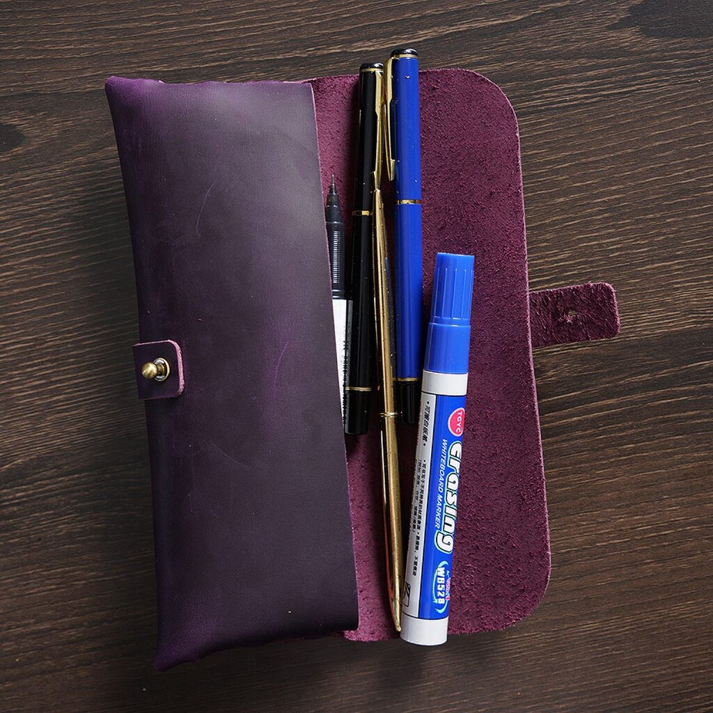 Su.B.dgn Leren Etui van Top-Grain Rundleer – Voor 20+ Pennen – Minimalistisch Design - Paars