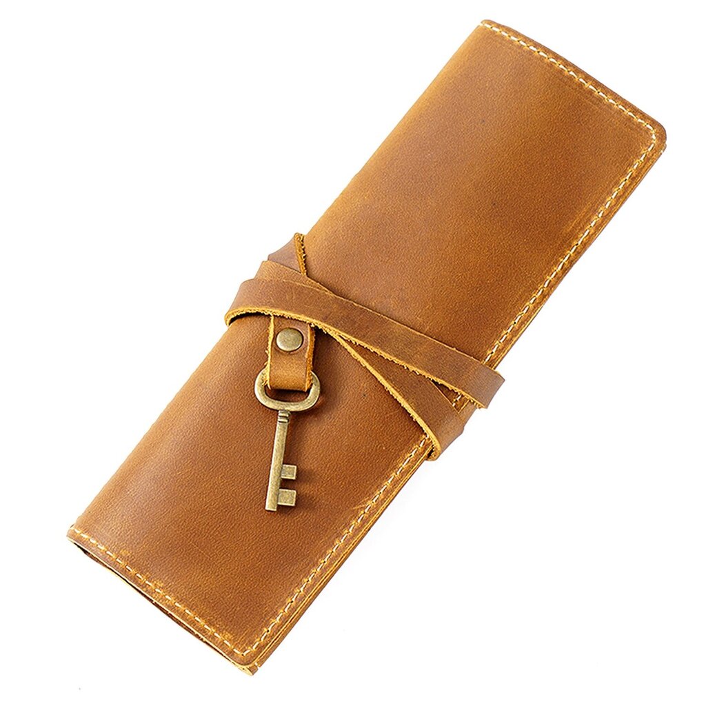 Su.B.dgn Leren Rol Etui van Top-Grain Rundleer – Pennenhouder voor 10 Pennen - Bruin