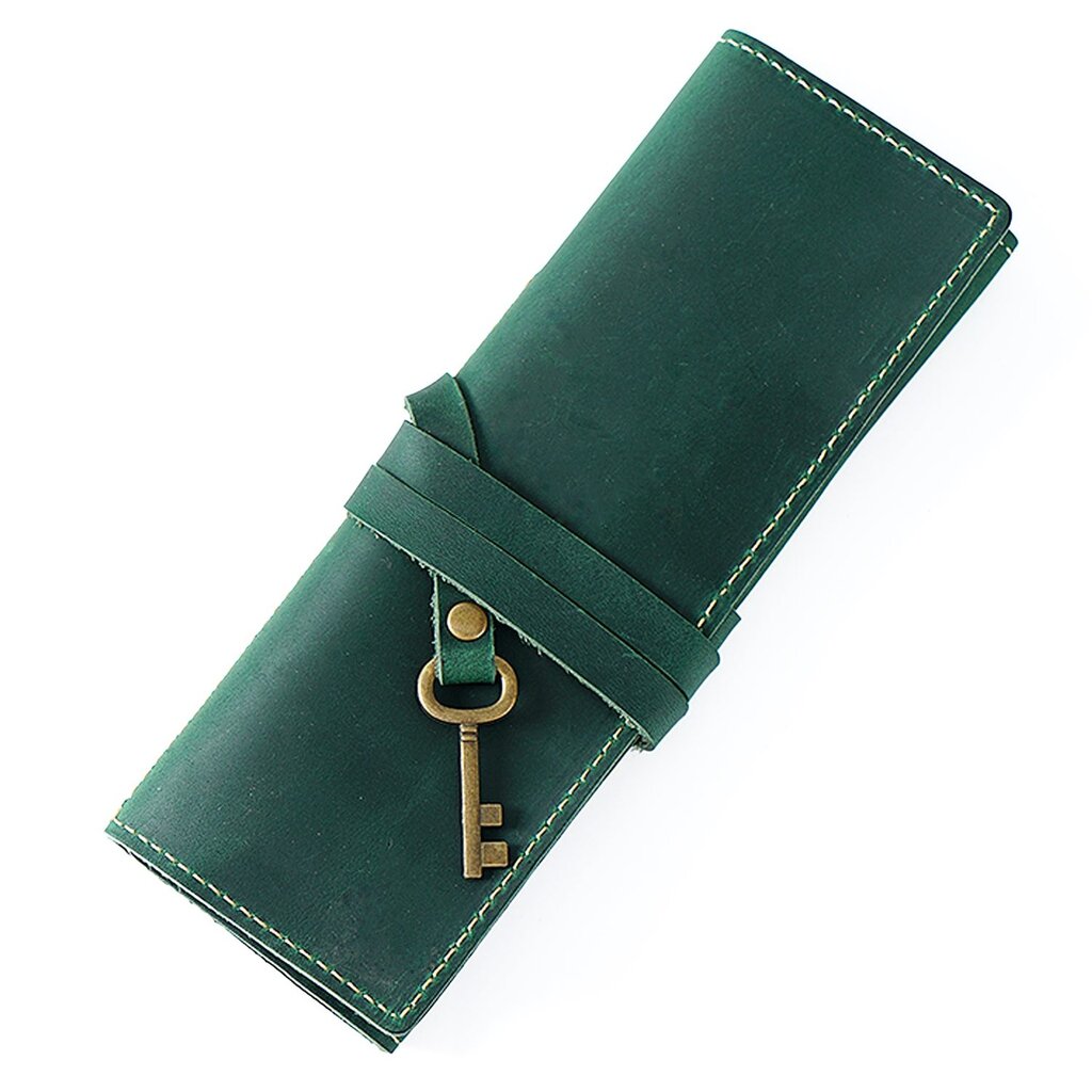 Su.B.dgn Leren Rol Etui van Top-Grain Rundleer – Pennenhouder voor 10 Pennen - Groen