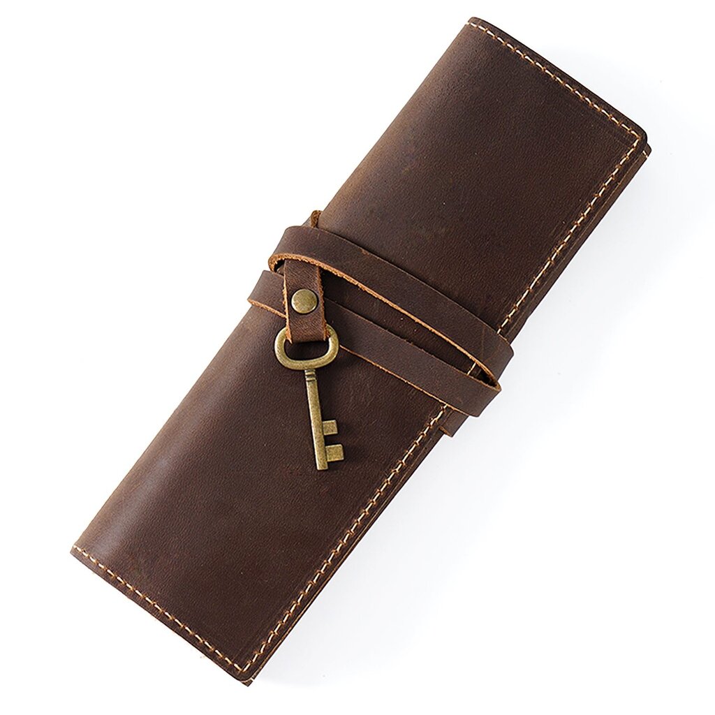 Su.B.dgn Leren Rol Etui van Top-Grain Rundleer – Pennenhouder voor 10 Pennen - Koffie