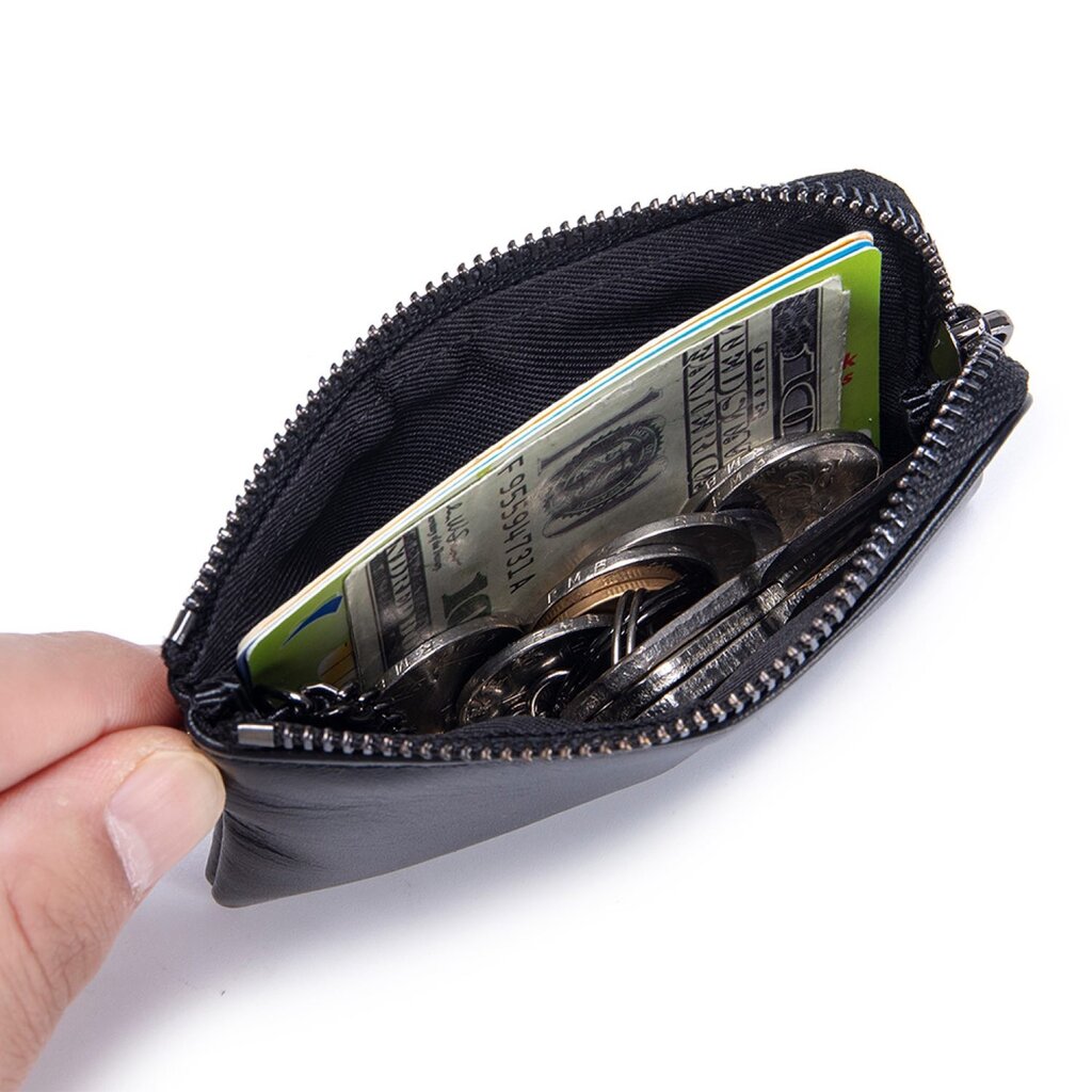 Su.B.dgn Leren Sleutel Etui & Muntportemonnee – 3-in-1 Mini Portemonnee met Rits, Pasjeshouder en Nekkoord – Leer - Bruin