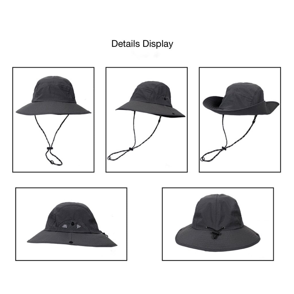 Su.B.dgn Sun Hat for Men Women, Bucket Hat, Cowboy Hat, Adjustable Size 21”-24” (55 - 62 cm) – Gray