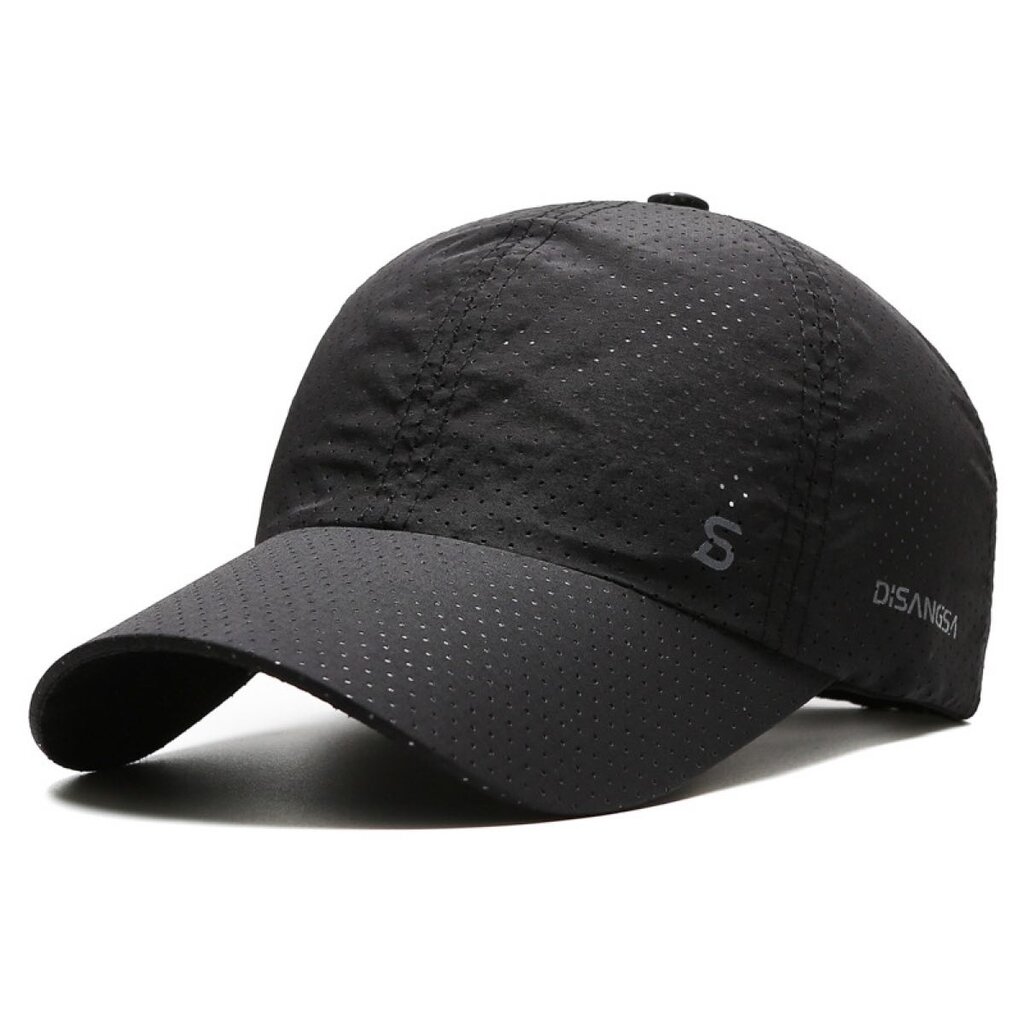 Su.B.dgn Perforierte Baseball Cap – Atmungsaktive, Schnell Trocknende Sportmütze mit Verstellbarem Sitz und UV-Schutz für Herren und Damen- Schwarz