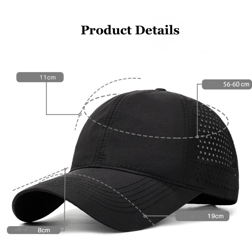 Su.B.dgn Baseball Cap – Schnelltrocknende Sportmütze mit Verstellbarem Sitz für Herren und Damen - Weiß