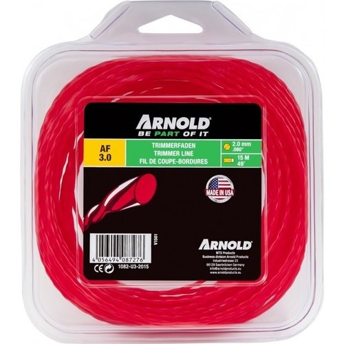 Arnold Trimmerdraad 2.0 mm x 15 m rood, rond, gedraaid Arnold Trimmerdraad 2.0 mm x 15 m rood, rond, gedraaid