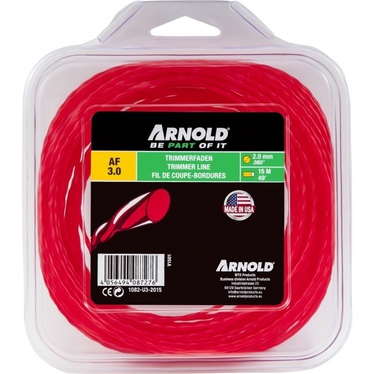 Arnold Trimmerdraad 2.0 mm x 15 m rood, rond, gedraaid