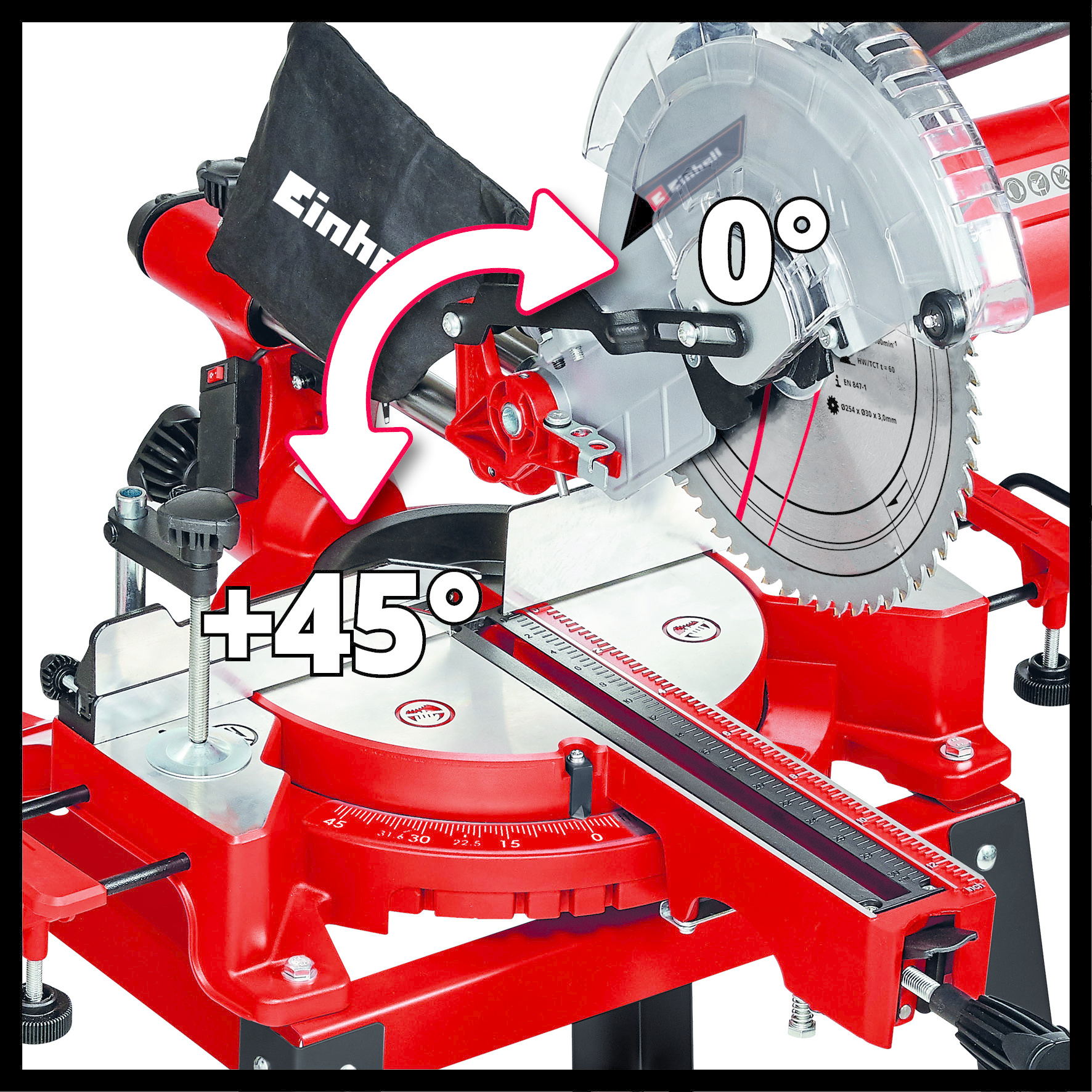 Einhell TC-SM 2531/2 U Radiaal afkortzaag inclusief onderstel - Detailed view of the product