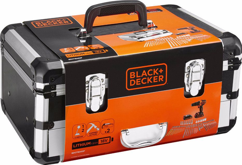 Black&Decker Accu boor/schroefmachine BDC718AS2F met 80 accessoires in koffer - Detailed view of the product
