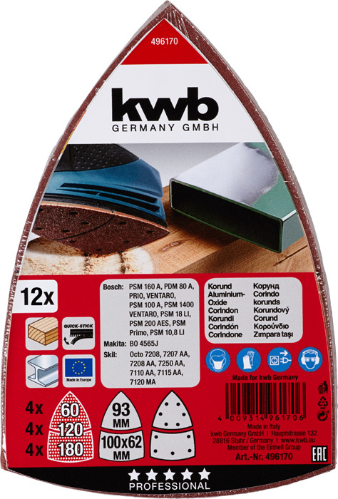 KWB Schuurblad Set 12st. 100 X 62, 93 MM ASSORTI - Detailed view of the product
