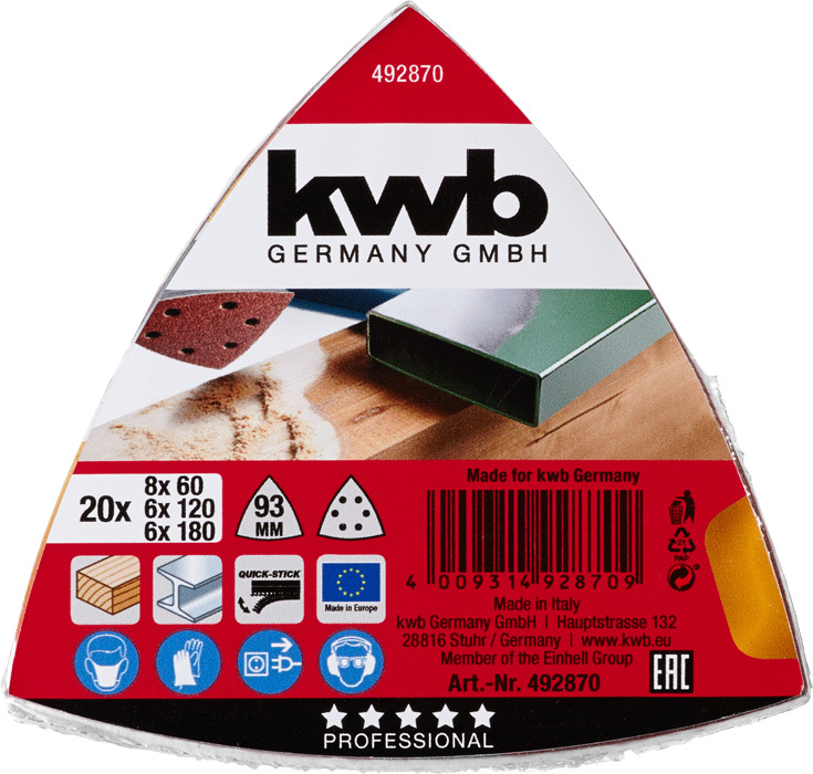 KWB Schuurpapier driehoek 20 stuks assorti - Detailed view of the product