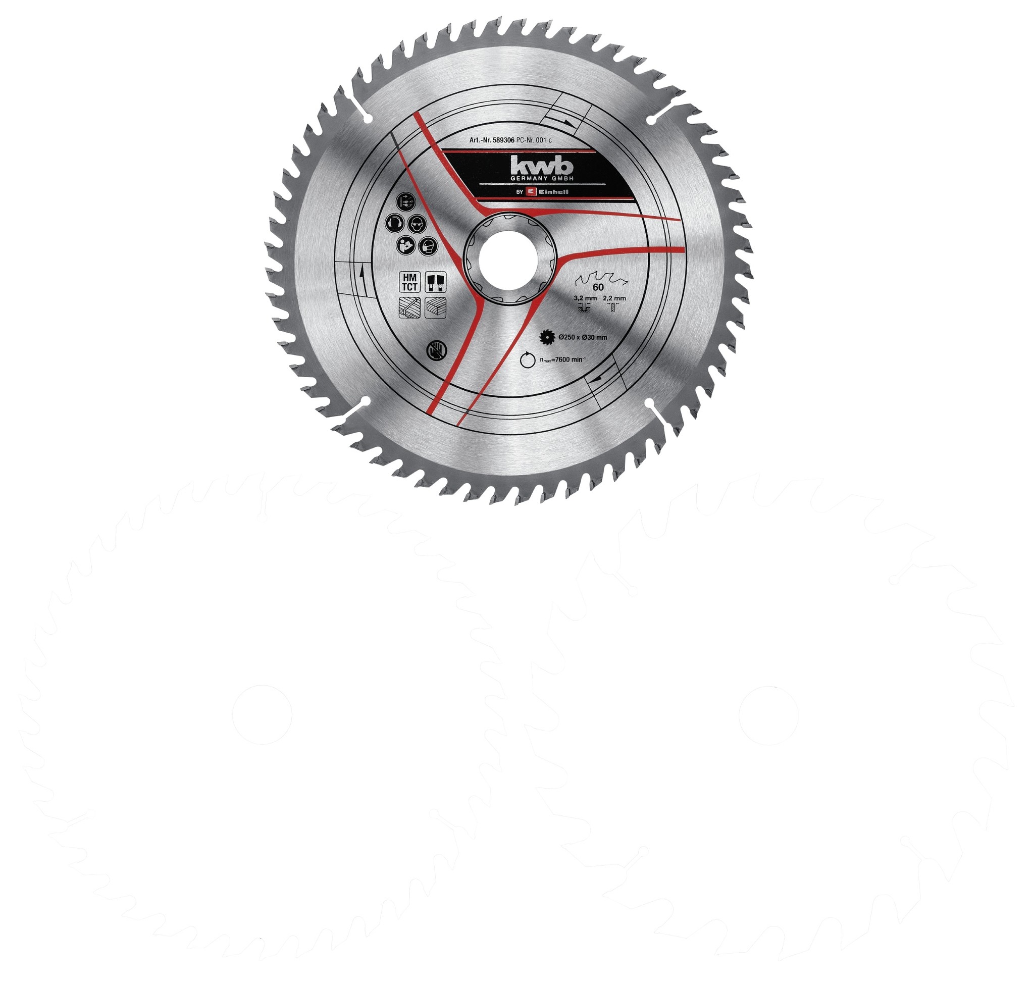 KWB Zaagblad-set 250 x 3,2 x 30mm - 24, 42&60 Tands - Detailed view of the product