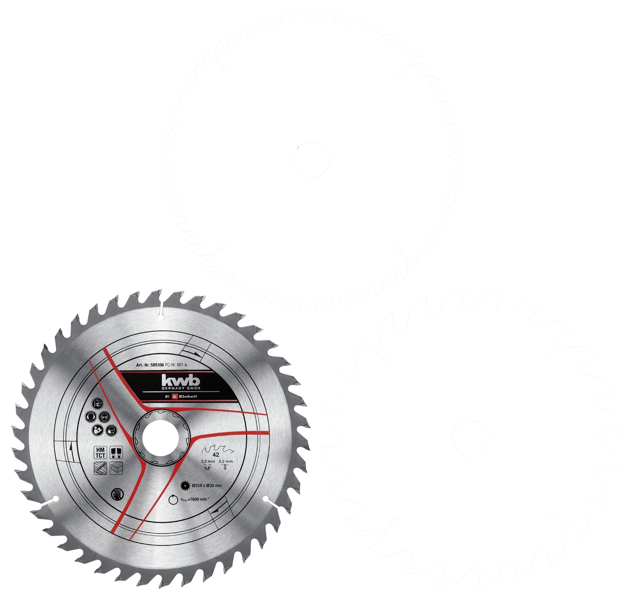 KWB Zaagblad-set 250 x 3,2 x 30mm - 24, 42&60 Tands - Detailed view of the product