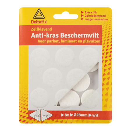 Deltafix Anti-krasvilt Rond 28mm Wit 8 Stuks