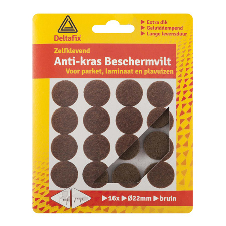 Deltafix Anti-krasvilt Rond 22mm Bruin 16 Stuks