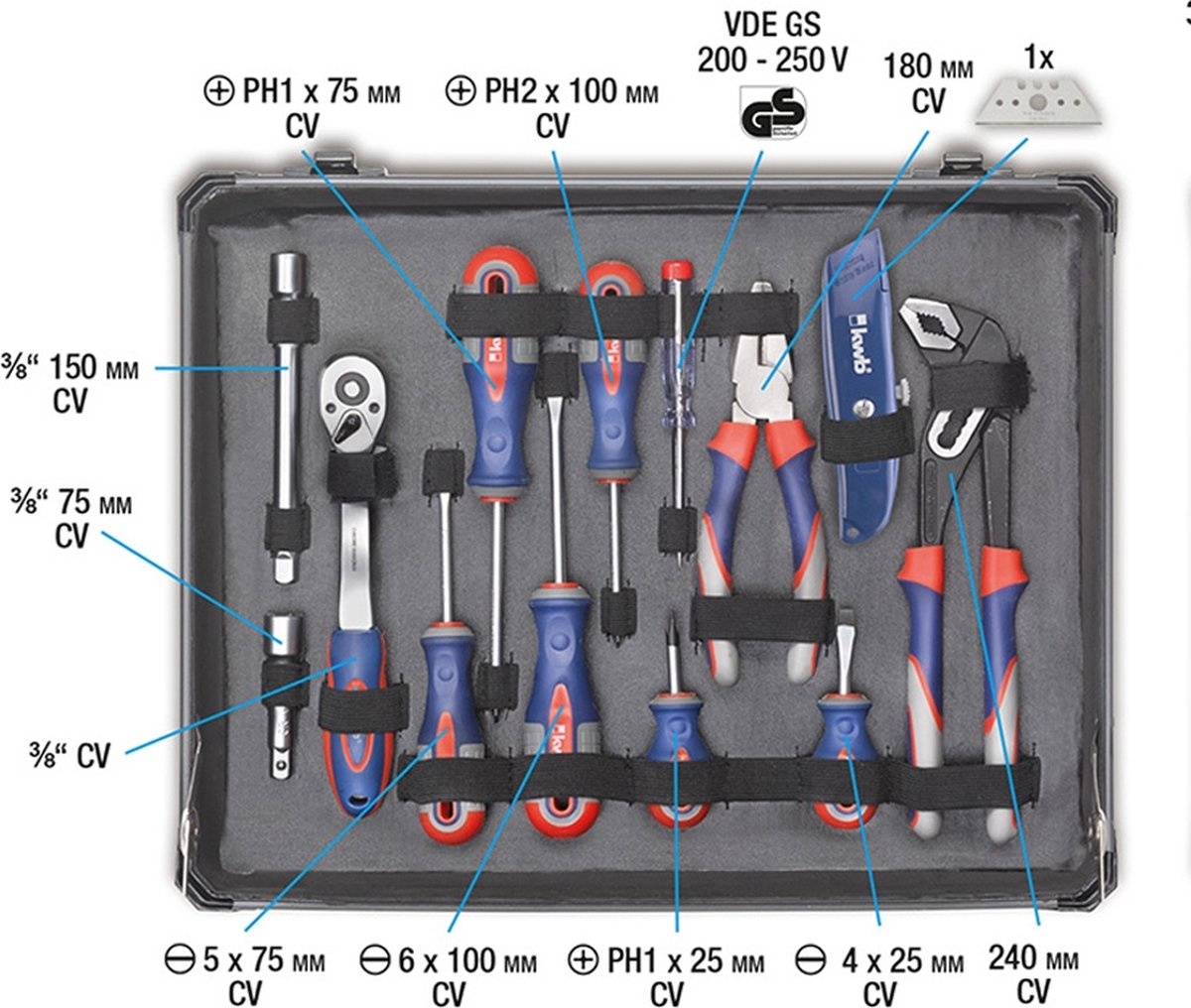 KWB Gereedschapskoffer 51 delig thumbnail 5