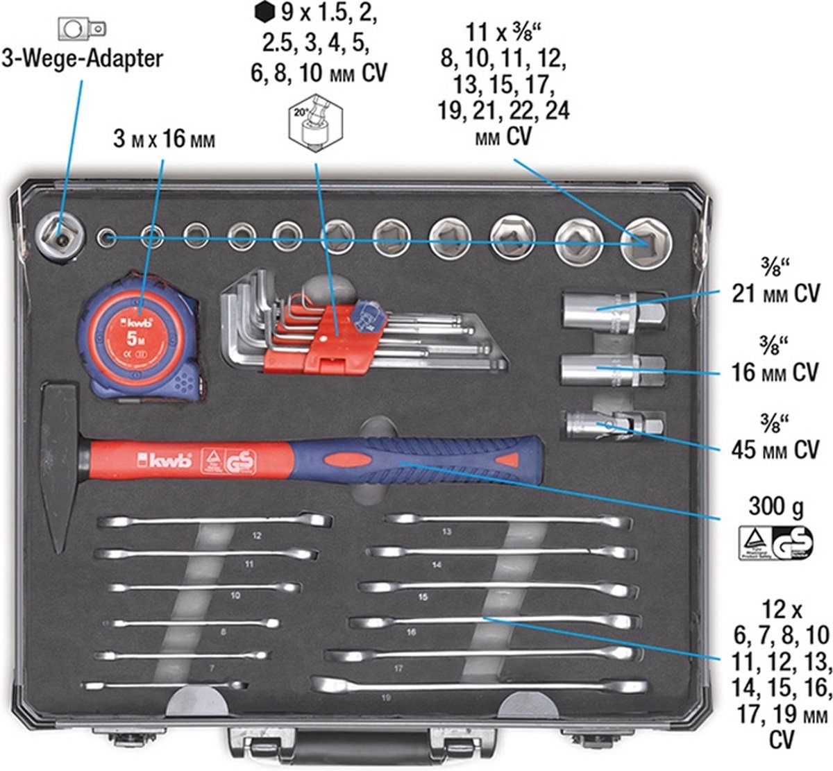 KWB Gereedschapskoffer 51 delig thumbnail 6