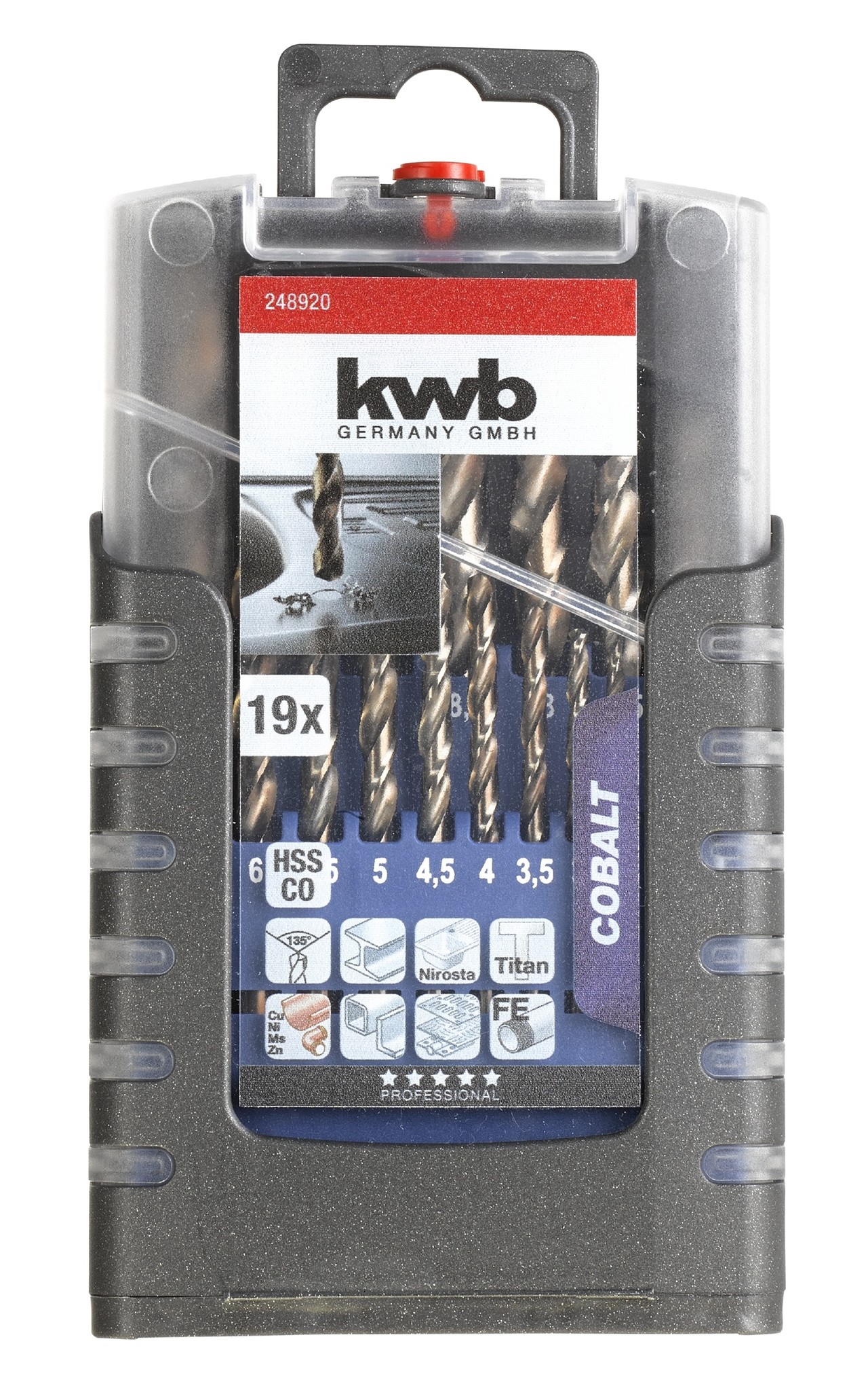 KWB Cobalt spiraalborenset 1-10mm 19-delig - Detailed view of the product