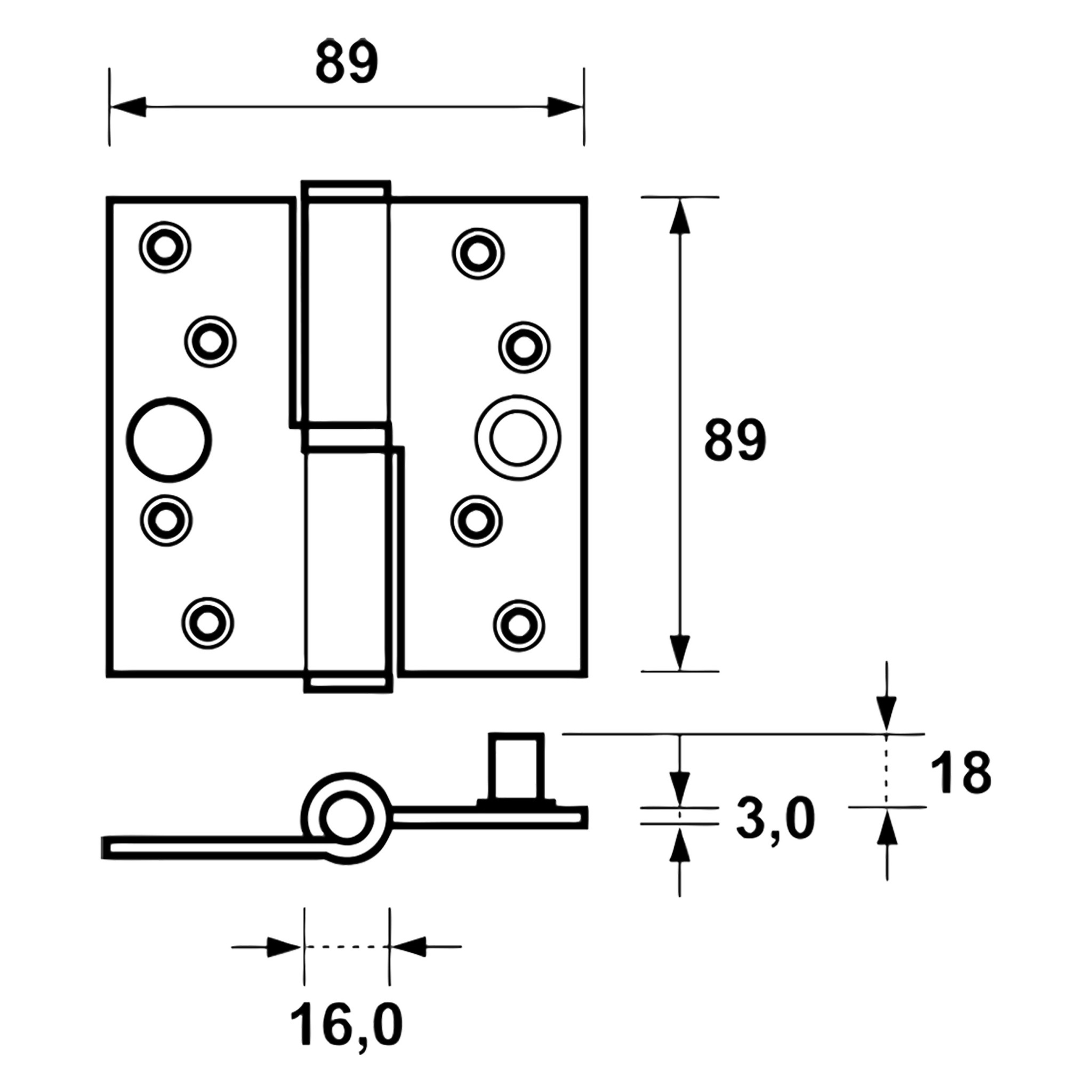 Axa kogelpaumelle Paumelle 90x89mm Rechts - Detailed view of the product
