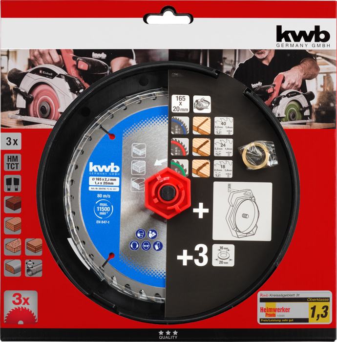 KWB ZaagbladSet 165 x 20mm 18/24/40Tands thumbnail 4