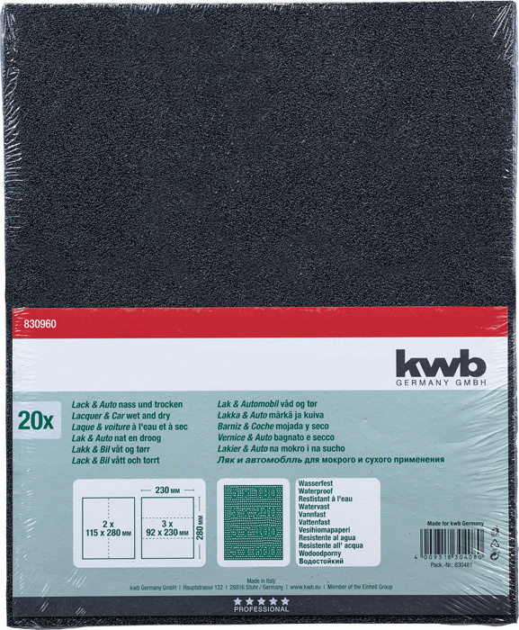 KWB Schuurpapier 230x280mm Waterproof 20st.