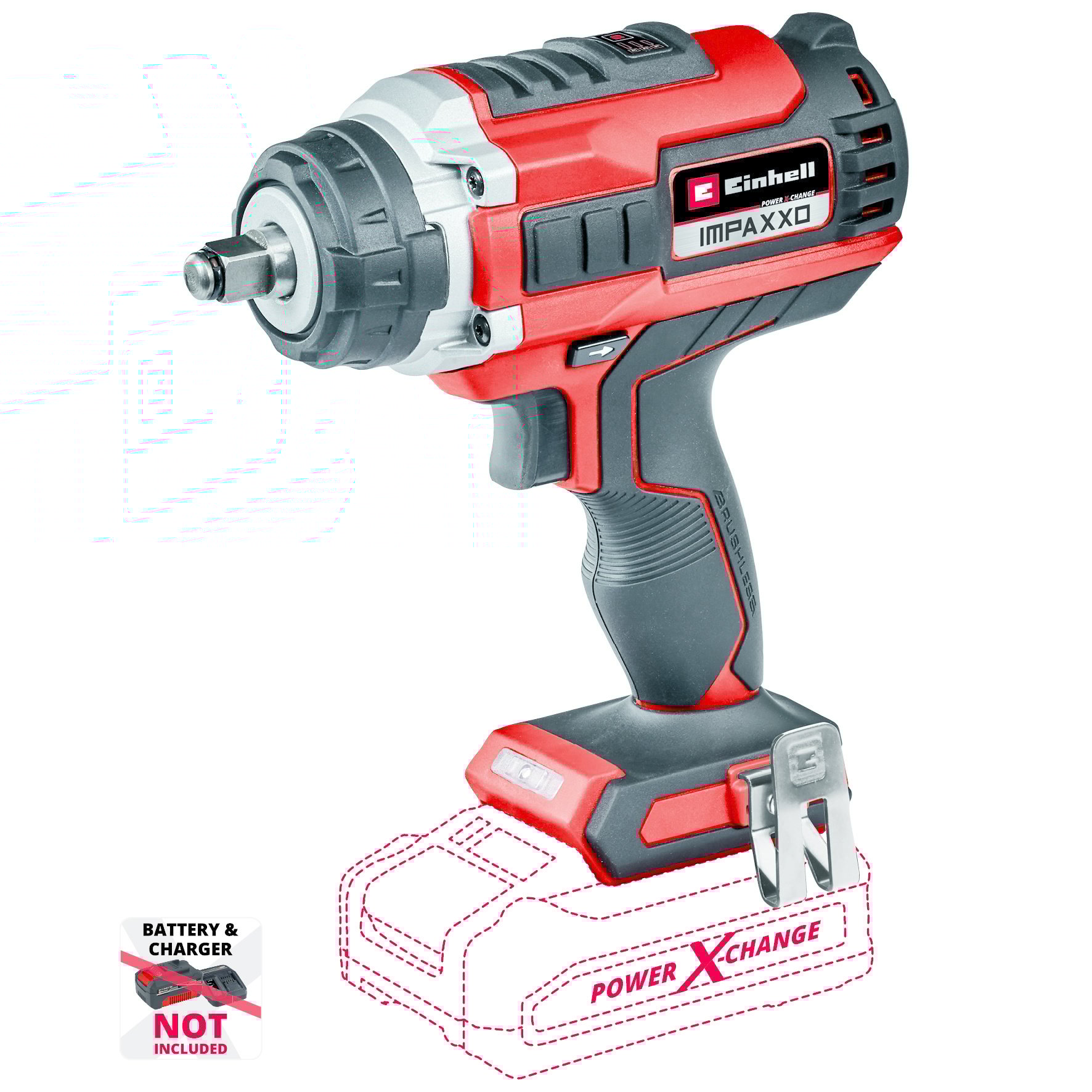 Einhell IMPAXXO 18/400 BL Solo– Accu Slagmoersleutel – 400Nm – Brushless – 3 Snelheden – LED – Incl. Bitadapter&Moerset - Detailed view of the product