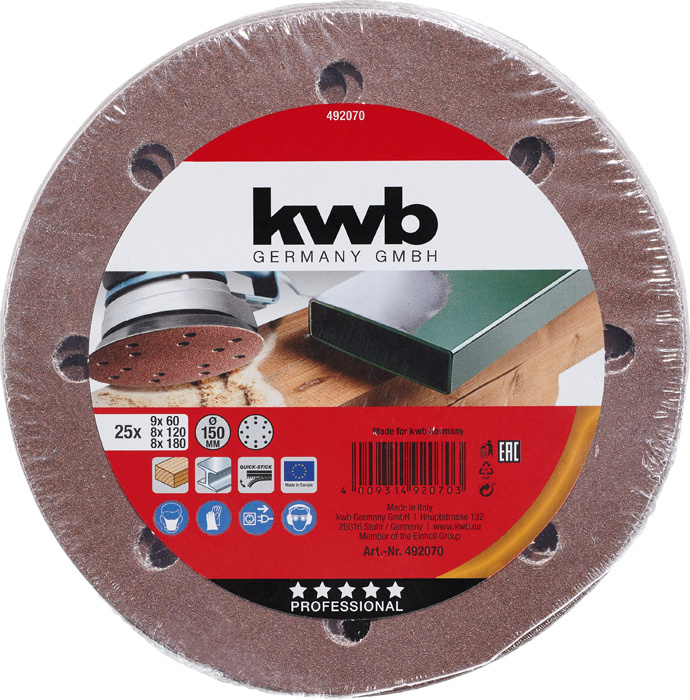 KWB Schuurschijven 150mm Assorti - 25 stuks - Quick-Stick - Detailed view of the product