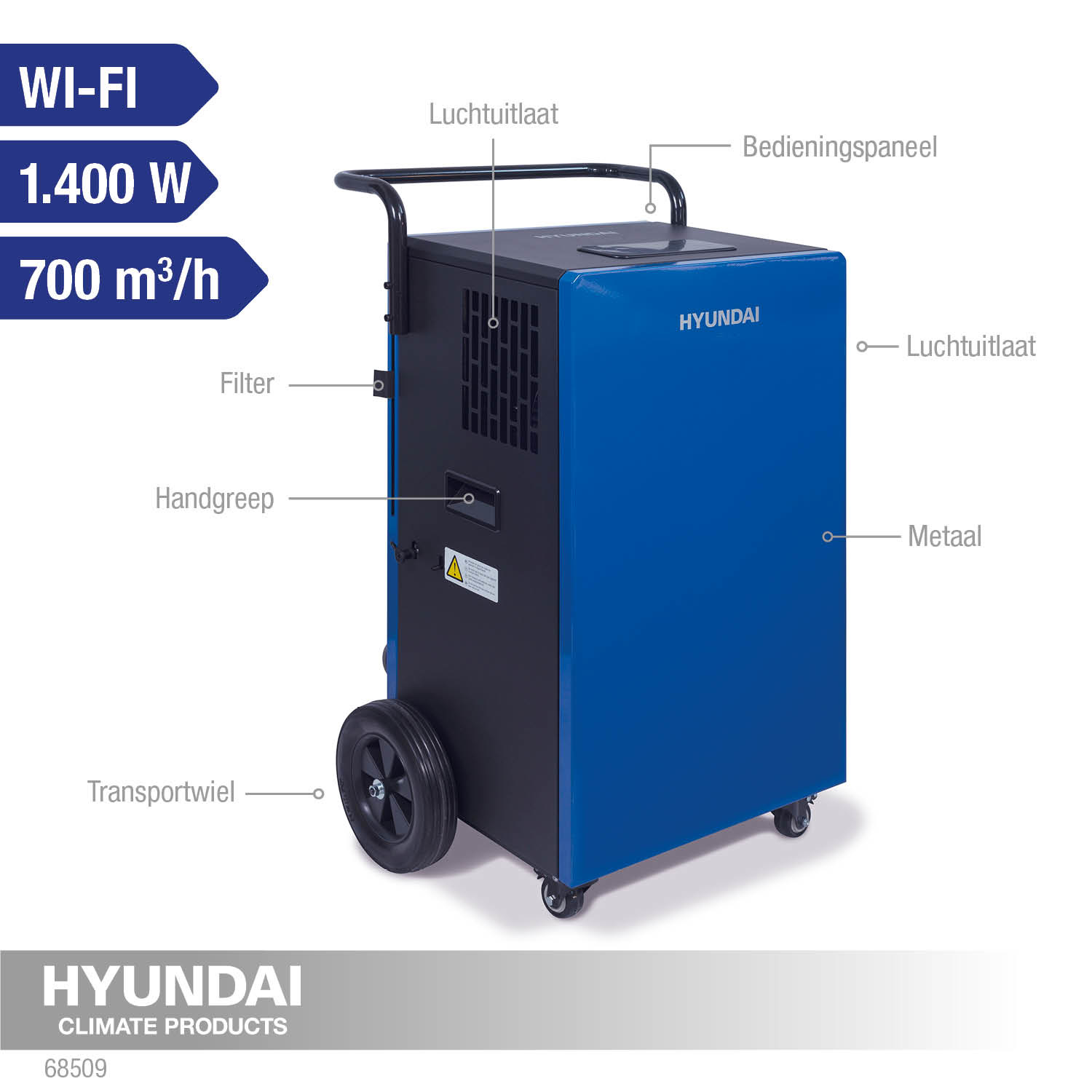 Hyundai Industriële luchtontvochtiger WIFI - 90 liter - Bouwdroger - Detailed view of the product