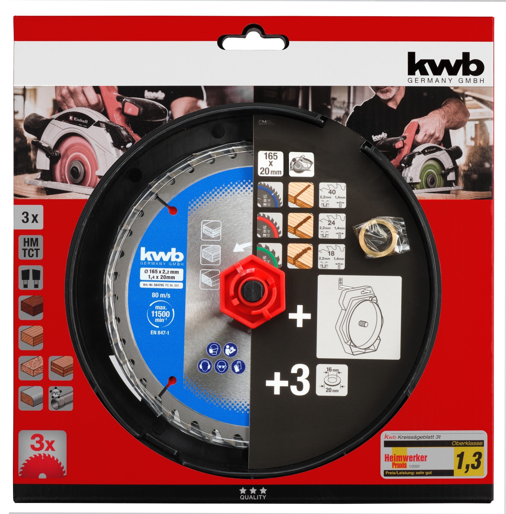 KWB ZaagbladSet 190 x 30mm 24/36/60Tands - Detailed view of the product